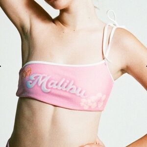 Frankie's Bikinis Malibu Holiday Terry One Shoulder Bikini Top Boot Bottom Small